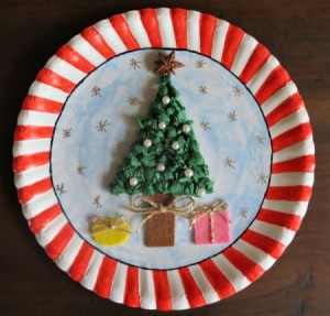 Christmas decorated paper plate