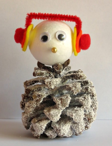 Frosted Pine Cone Snowman Craft
