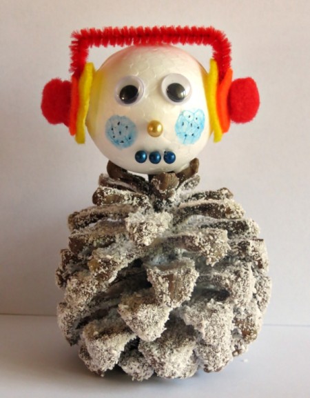 Frosted Pine Cone Snowman Craft