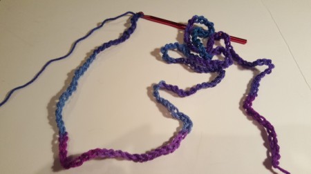 beginning chain for crochet hooded scarf