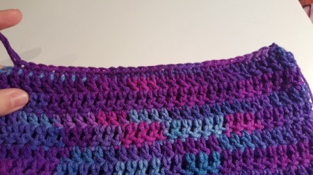 work your hood seam by making single crochet stitches through both thicknesses