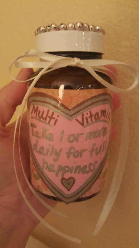 A bottle filled with good thoughts instead of vitamins.