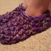 Thick Crocheted Slippers - on child's feet