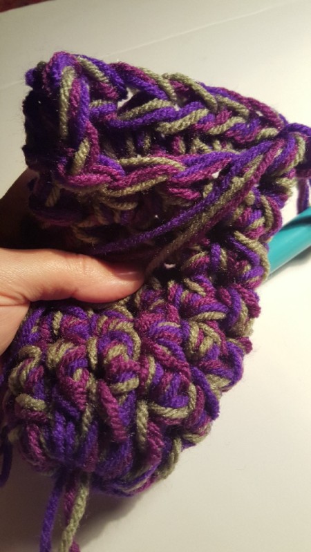 Thick Crocheted Slippers - for heel, Ch 2, work 1 hdc in each of the next 7 stitches.