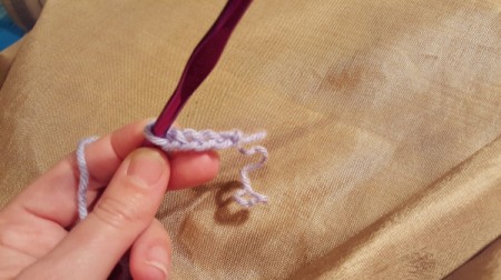Crocheted Wrist Corsage for American Girl Doll - in process