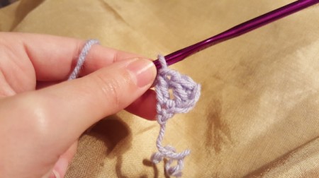Crocheted Wrist Corsage for American Girl Doll - in process