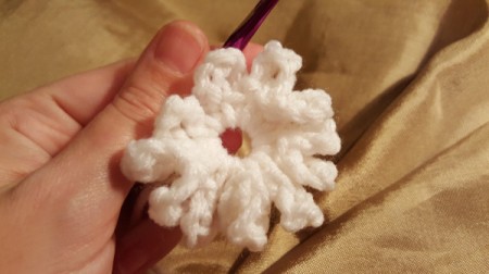 Crocheted Wrist Corsage for American Girl Doll - in process