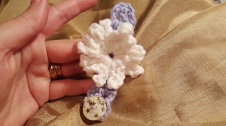 Crocheted Wrist Corsage for American Girl Doll - in process