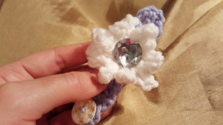 Crocheted Wrist Corsage for American Girl Doll - in process