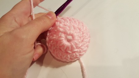 Crocheted Beanie Hat for American Girl Doll - about half way done