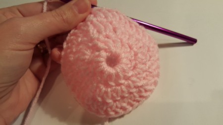 Crocheted Beanie Hat for American Girl Doll - in process