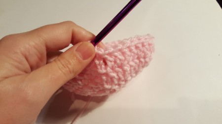 Crocheted Beanie Hat for American Girl Doll - in process