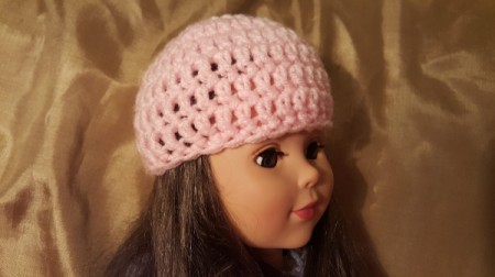 Crocheted Beanie Hat For An American Girl Doll 