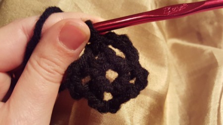 Crochet Shell Flower - in process