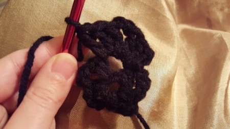 Crochet Shell Flower - in process