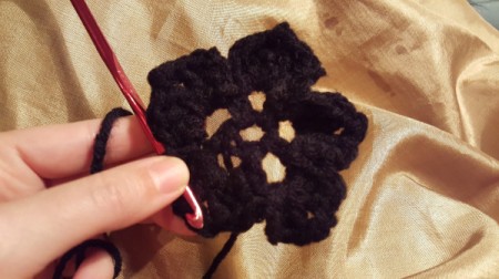 Crochet Shell Flower - in process