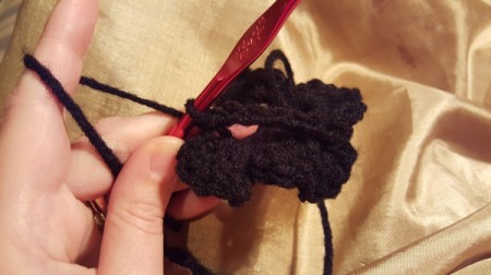 Crochet Shell Flower - in process