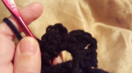 Crochet Shell Flower - in process