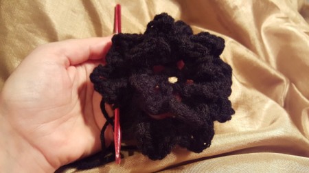 Crochet Shell Flower - in process