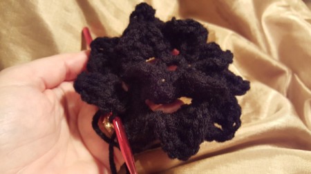 Crochet Shell Flower - in process