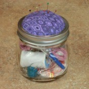 Mason Jar Pin Cushion and Sewing Kit