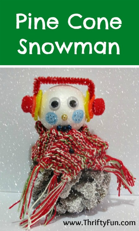 Making a pine cone snow man.