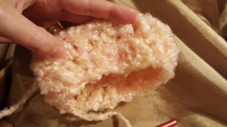 Crocheted Wrist Corsage for American Girl Doll - in process