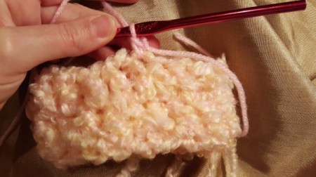 Crocheted Wrist Corsage for American Girl Doll - in process