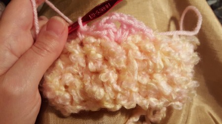 Crocheted Wrist Corsage for American Girl Doll - in process