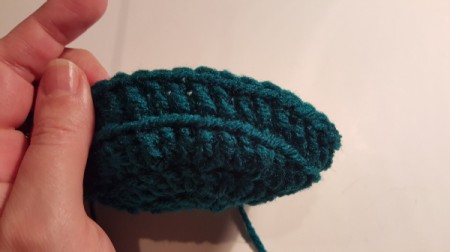 work double crochet in back loop of each stitch