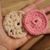 two finished crochet facial rounds