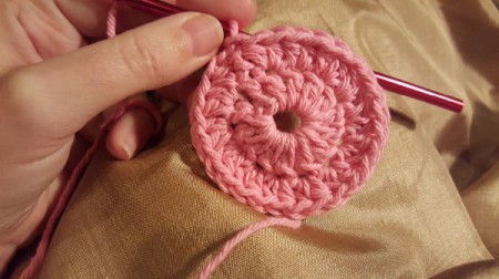 working half double crochet and fastening off