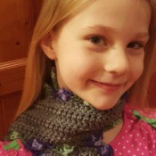 Scalloped Children's Crochet Scarf - young girl wearing the scarf