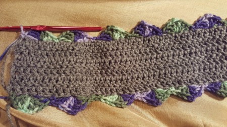 Scalloped Children's Crochet Scarf - make scallops on other long edge