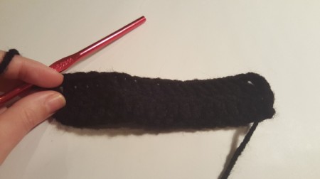 Crochet Men's Fingerless Gloves - chain 2 and turn, then Dc in next stitch and each until end.