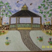 A gazebo scene made from powdered glass.