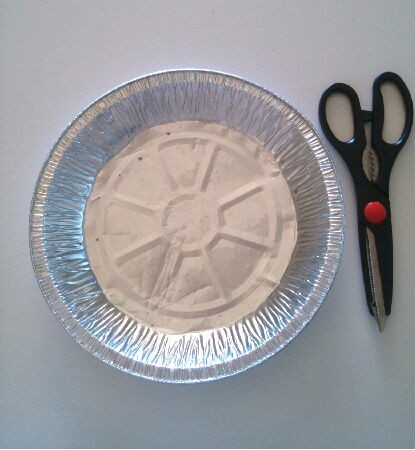 pie pan and scissors