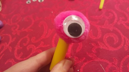 Marker Cap Finger Puppets - adding a googley eye