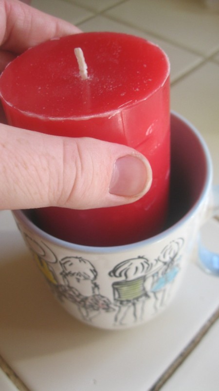 Teacup Candle - check fit the candle by placing it in your cup