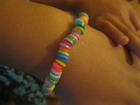 Melted Perler Beads - closeup of bracelet on wrist