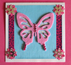 pink and butterfly themed birthday card