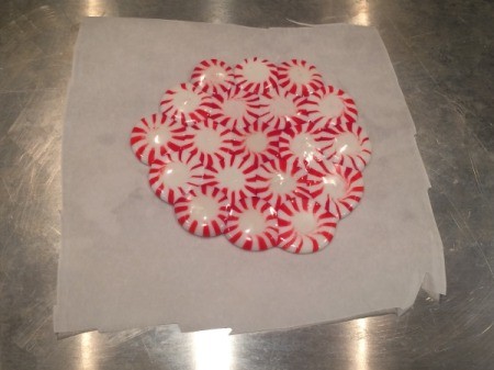 Peppermint Candy Bowls - allow candies to cool for one minute and trim off excess parchment