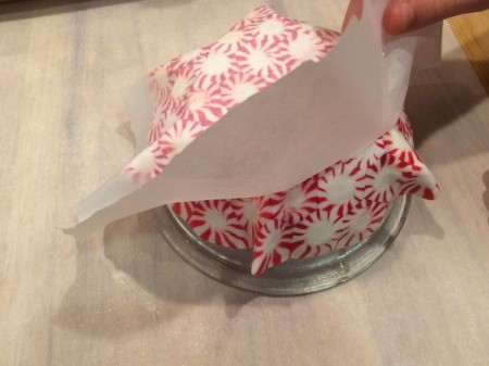 Peppermint Candy Bowls - removing paper from larger candy bowl