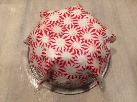 Peppermint Candy Bowls - larger candy bowl still on glass bowl mold