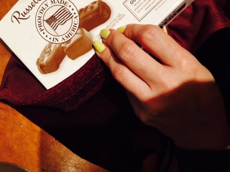 Chocolate Box Jewelry Display - glue fabric to bottom of box