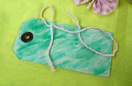 Shabby Chic Gift Tag - Cut two more pieces of string about twice the length of the tag