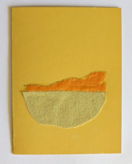 Desert Inspired Birthday Card - first dune drawn and orange sand applied to a layer of glue