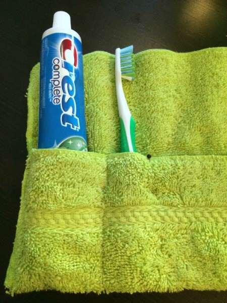 Washcloth Travel Toothbrush Holder - measure and pin  for toothbrush pocket size