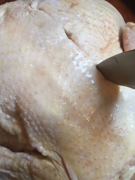 Crispiest Roast Chicken - cutting the chicken