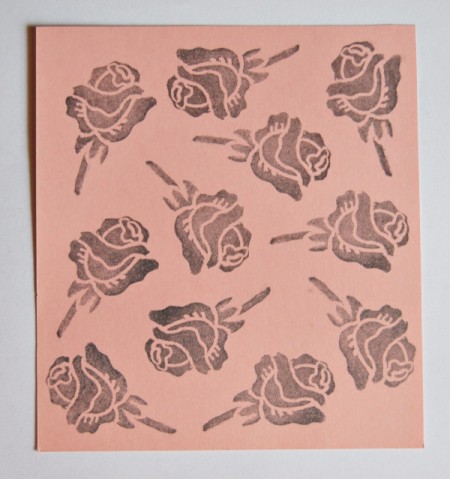 Cupid's Love Gift Bag - roses stamped on pink paper